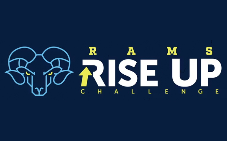 Rams Rise Up Challenge logo, which includes the ram head from the Jefferson Rams logo