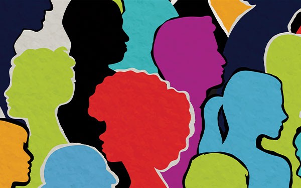 Illustration of various silhouettes of people from diverse backgrounds