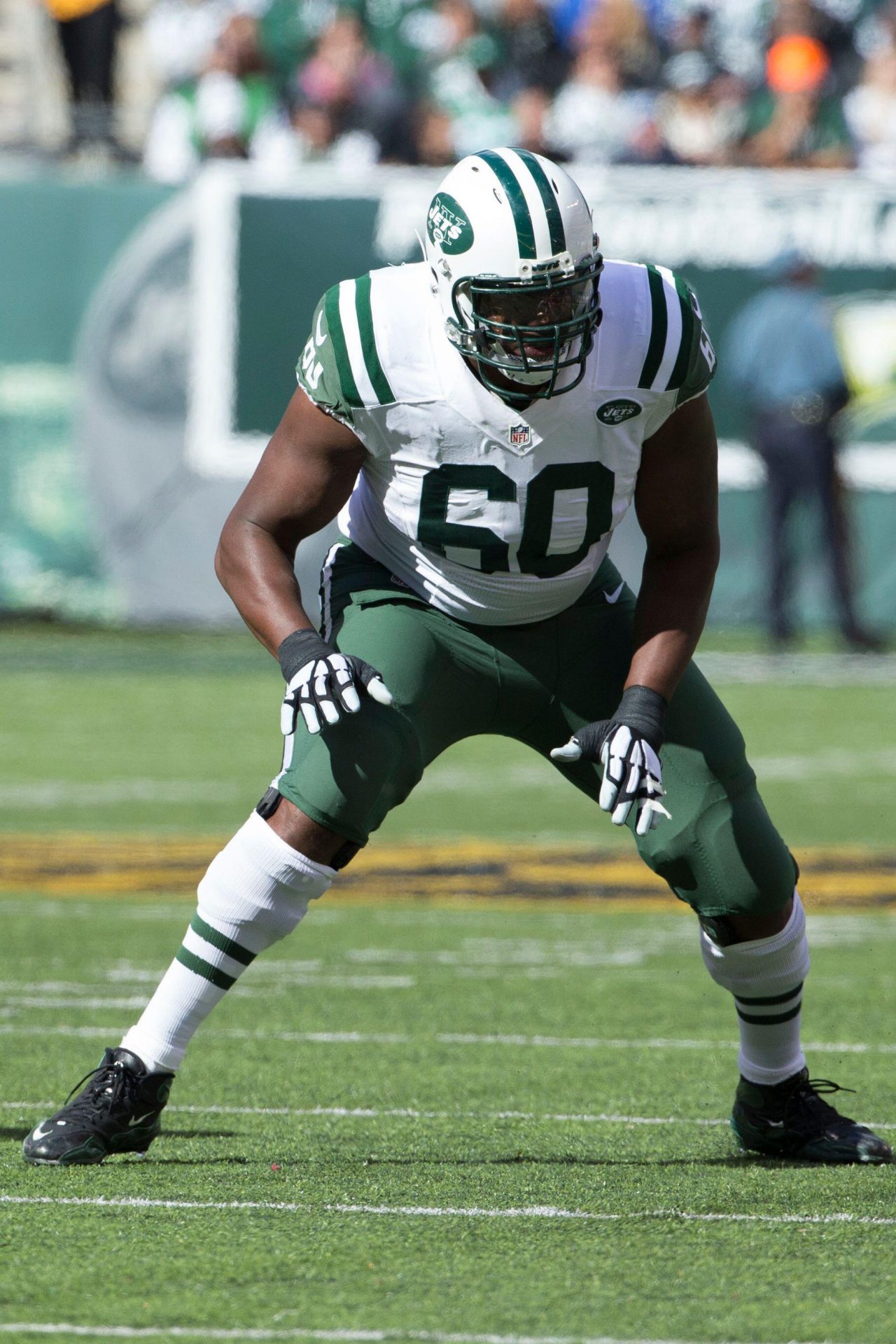 New York Jets tackle D'Brickashaw Ferguson (60) in action during the NFL game between the Washington Redskins and the New York Jets at MetLife Stadium in East Rutherford, New Jersey. The New York Jets won 34-20. Christopher Szagola/CSM(Credit Image: © Christopher Szagola/CSM via ZUMA Wire)