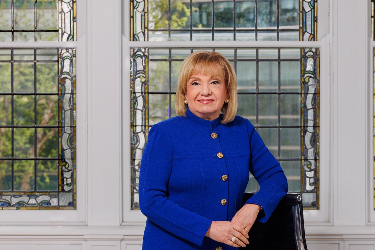 This image shows Thomas Jefferson University President Dr. Susan Aldridge.