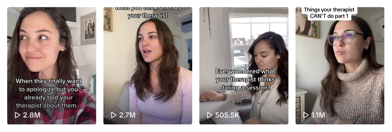 This image shows screenshots from Leeor Gal's TikTok profile.